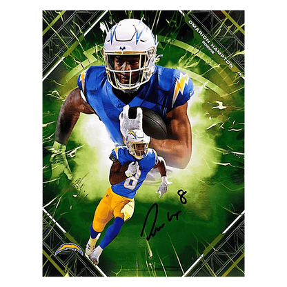 Omarion Hampton Los Angeles Chargers Fanatics 2025 Emanate Auto Green #d/ 99 8x10