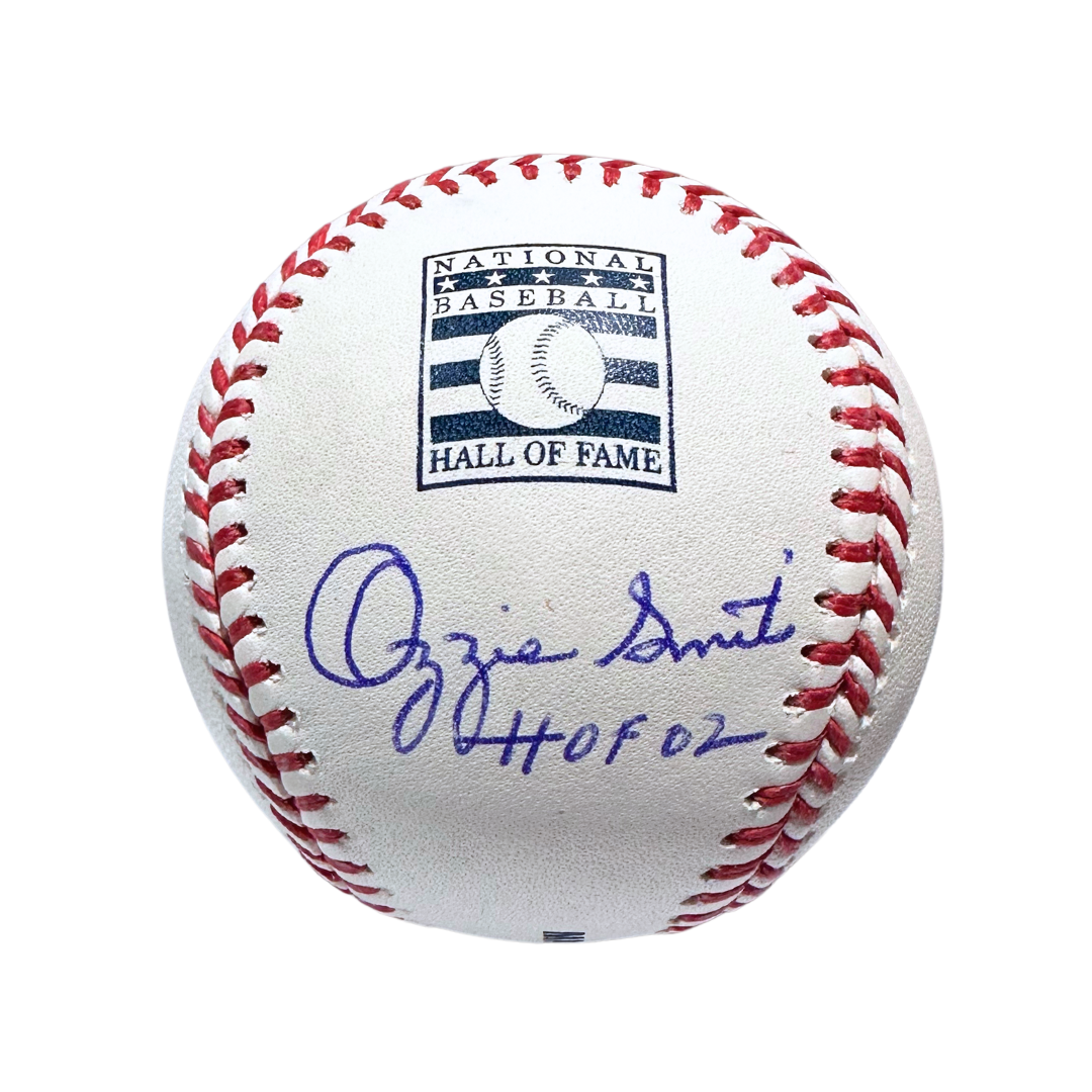Ozzie Smith St Louis Cardinals Autographed Hall of Fame Logo Baseball w/ "HOF" Inscription - JSA COA