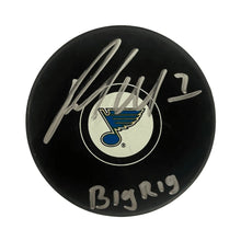 Pat Maroon St Louis Blues Autographed Logo Puck with Big Rig Inscription - JSA COA