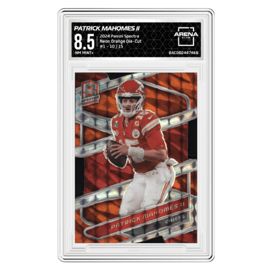 Patrick Mahomes Arena Club 8.5 2024 Panini Spectra Neon Orange Die Cut #d/ 15 Card #1