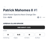 Patrick Mahomes Arena Club 8.5 2024 Panini Spectra Neon Orange Die Cut #d/ 15 Card #1