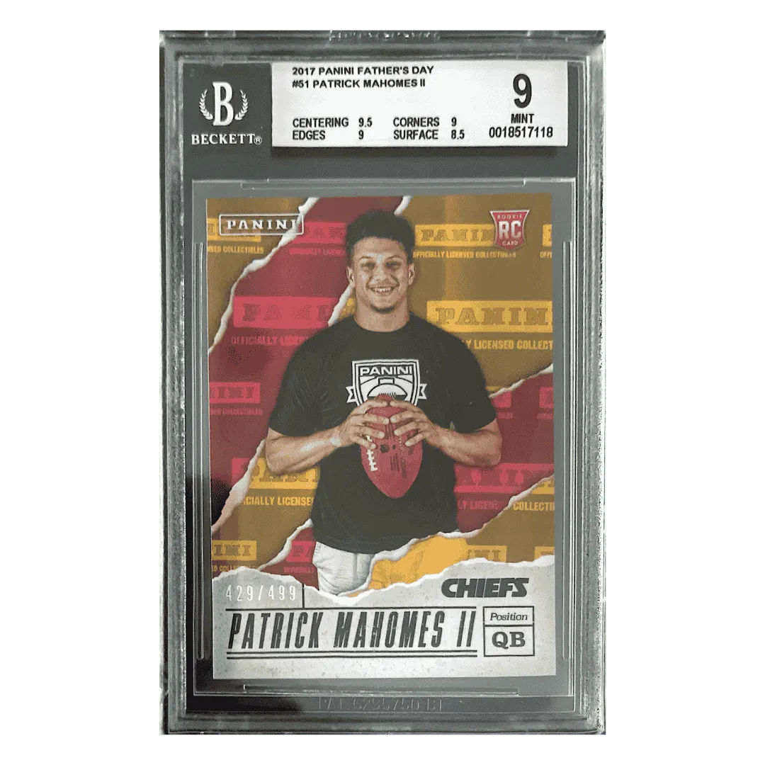 Patrick Mahomes BGS 9 2017 Panini Fathers Day Rookie RC #d/ 499 Card #51