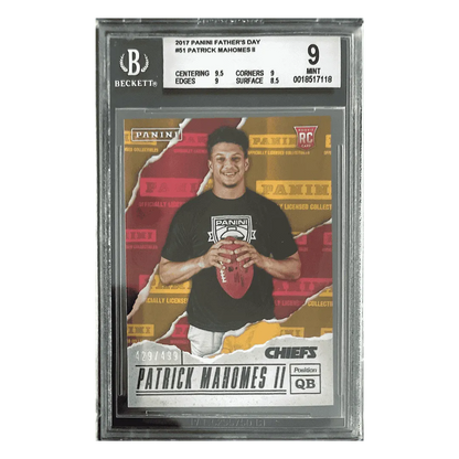Patrick Mahomes BGS 9 2017 Panini Fathers Day Rookie RC #d/ 499 Card #51