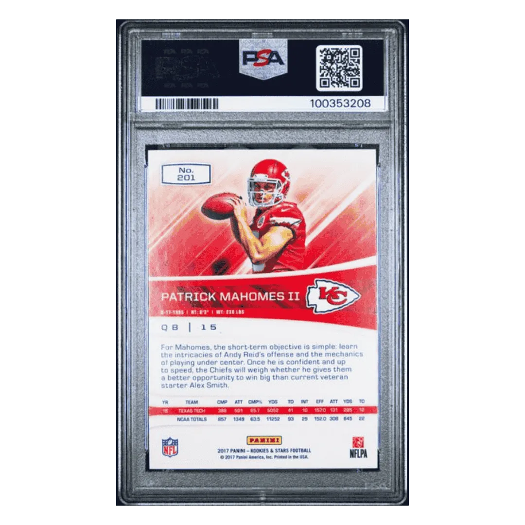 Patrick Mahomes PSA 10 2017 Panini Rookies & Stars Card #201