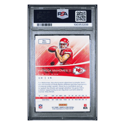 Patrick Mahomes PSA 10 2017 Panini Rookies & Stars Card #201
