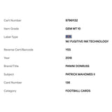 Patrick Mahomes PSA 10 2018 Panini Donruss Card #138