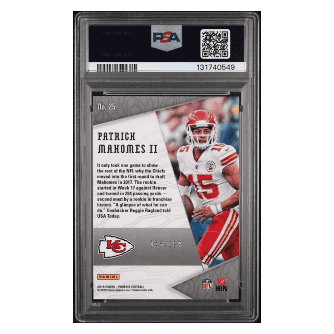 Patrick Mahomes PSA 9 2018 Panini Phoenix OQ Vision Pink #d/ 199 Card #25