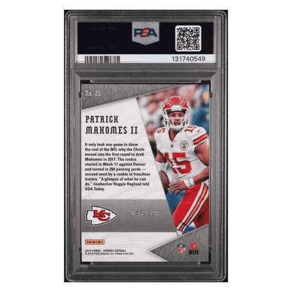 Patrick Mahomes PSA 9 2018 Panini Phoenix OQ Vision Pink #d/ 199 Card #25