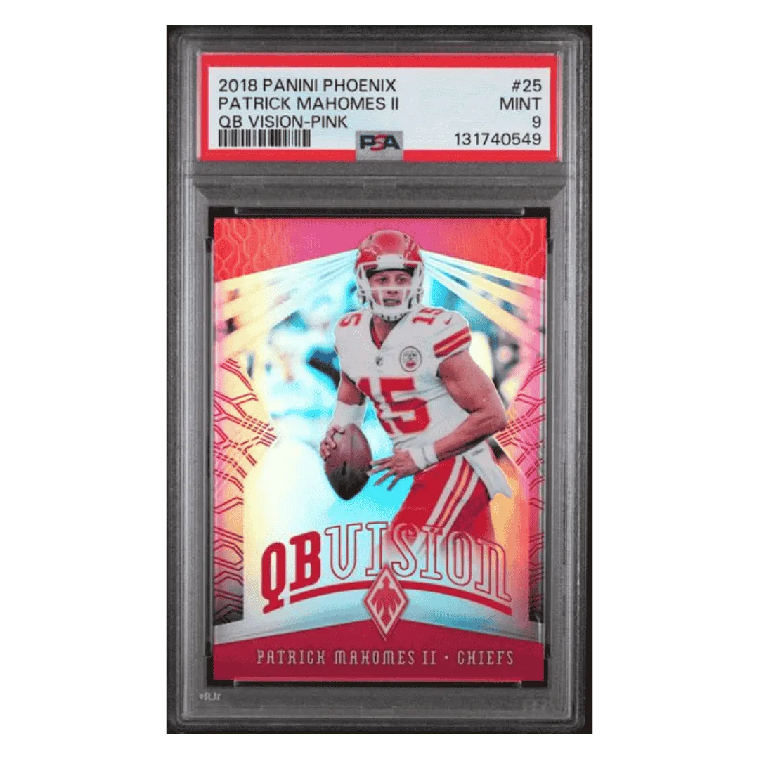 Patrick Mahomes PSA 9 2018 Panini Phoenix OQ Vision Pink #d/ 199 Card #25