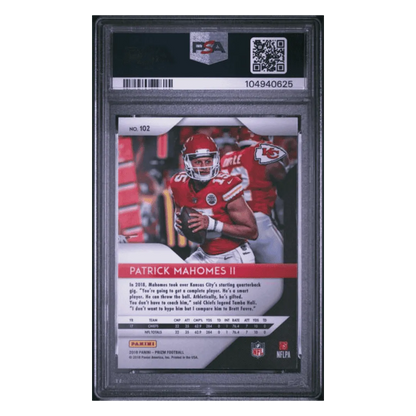 Patrick Mahomes PSA 9 2018 Panini Prizm Card #102