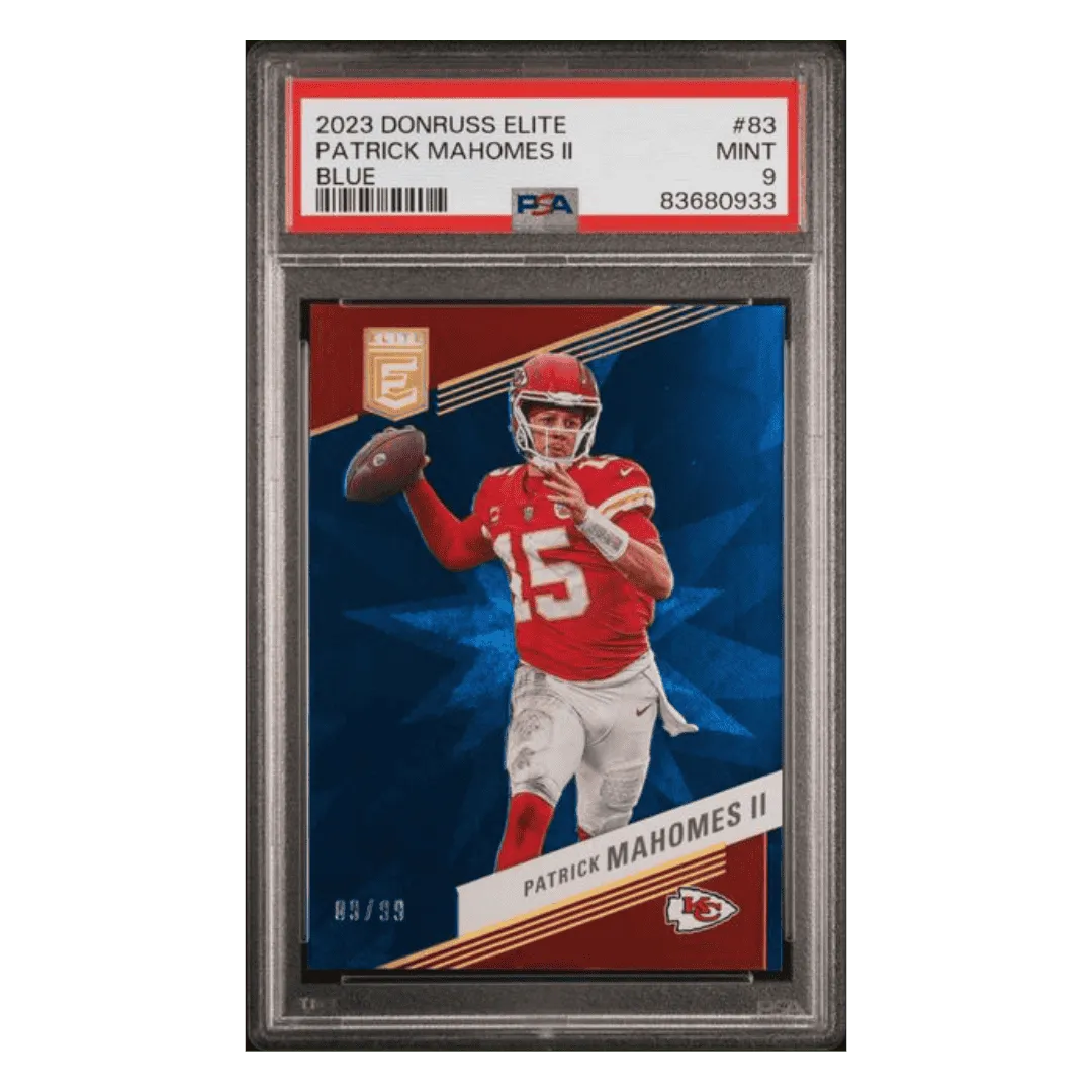 Patrick Mahomes PSA 9 2023 Panini Donruss Elite Blue #d/ 99 Card #83