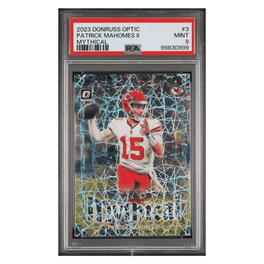 Patrick Mahomes PSA 9 2023 Panini Donruss Optic Mythical Case Hit Card #3
