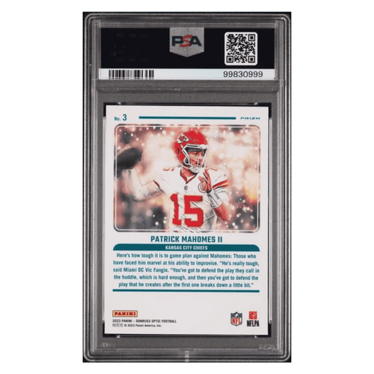 Patrick Mahomes PSA 9 2023 Panini Donruss Optic Mythical Case Hit Card #3