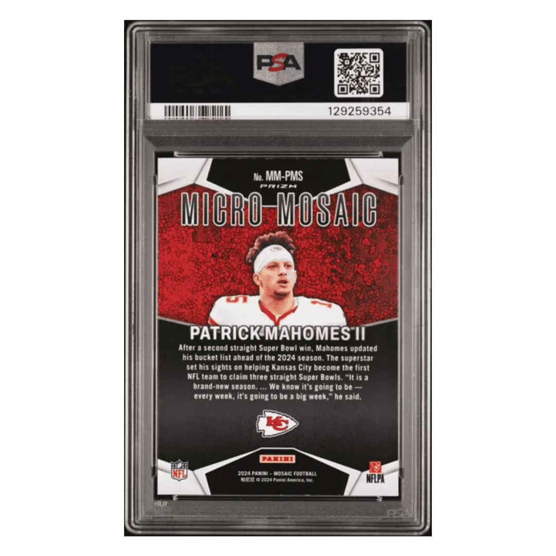 Patrick Mahomes PSA 9 2024 Panini Mosaic Micro Mosaic Case Hit Card #MMPMS