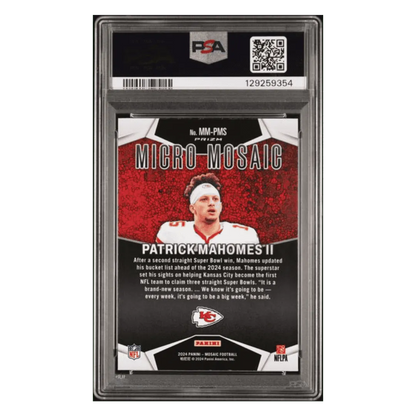 Patrick Mahomes PSA 9 2024 Panini Mosaic Micro Mosaic Case Hit Card #MMPMS