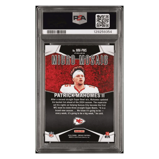 Patrick Mahomes PSA 9 2024 Panini Mosaic Micro Mosaic Case Hit Card #MMPMS
