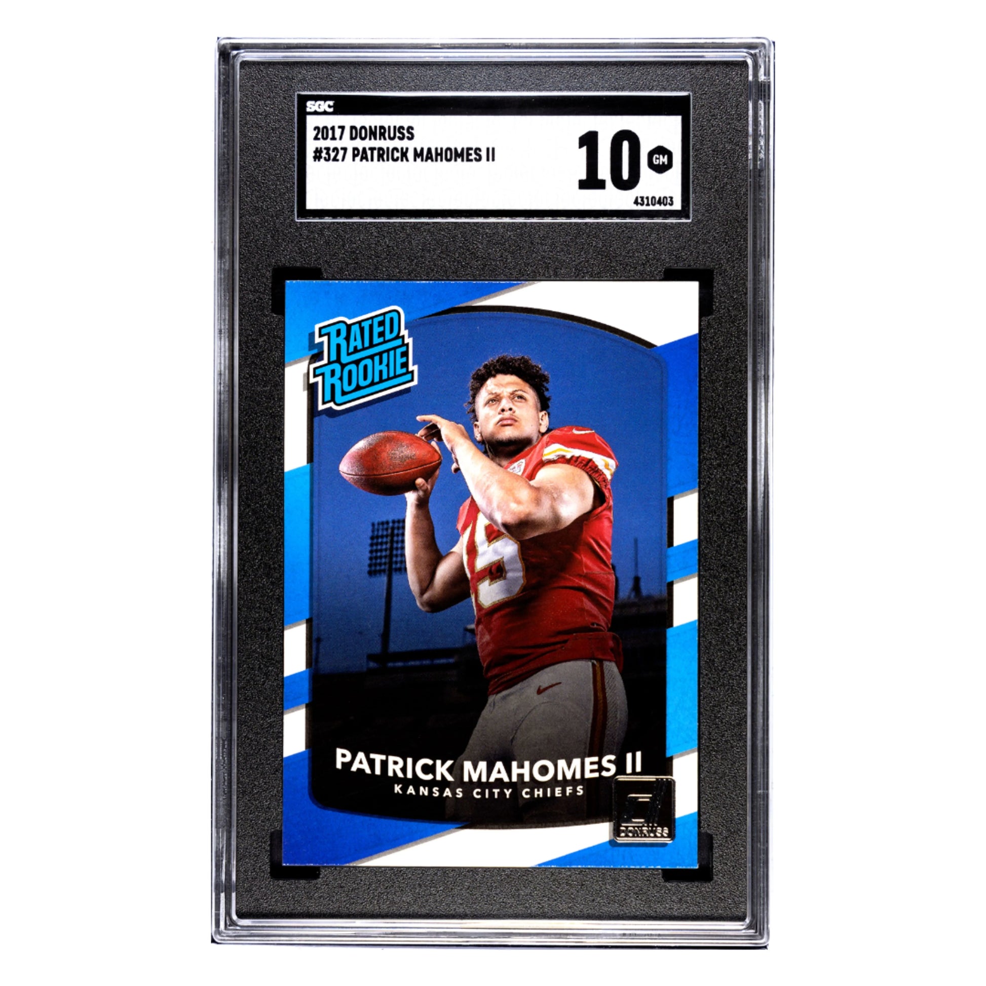 Patrick Mahomes SGC 10 2017 Panini Donruss Rated Rookie Card #327