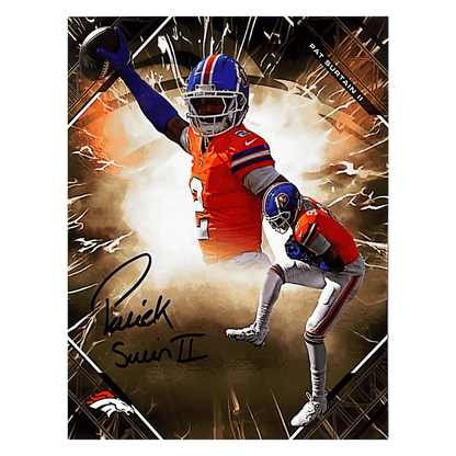 Patrick Surtain II Denver Broncos Fanatics 2025 Emanate Auto Gold #d/ 50 8x10