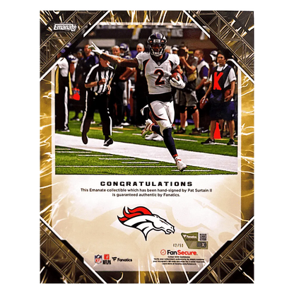 Patrick Surtain II Denver Broncos Fanatics 2025 Emanate Auto Gold #d/ 50 8x10