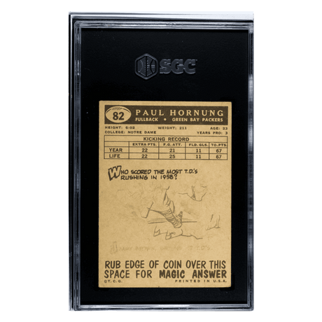 Paul Hornung SGC 4 1959 Topps Card #82
