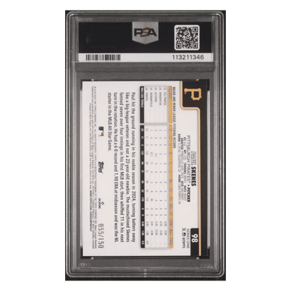 Paul Skenes PSA 9 2025 Topps Blue Rainbow Foil #d/ 150 Card #98