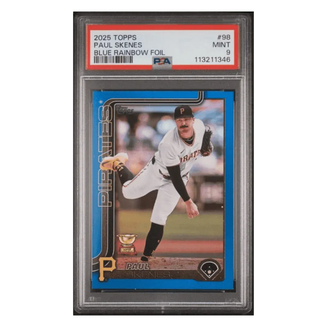 Paul Skenes PSA 9 2025 Topps Blue Rainbow Foil #d/ 150 Card #98