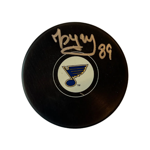 Pavel Buchnevich St Louis Blues Autographed Logo Puck - JSA COA