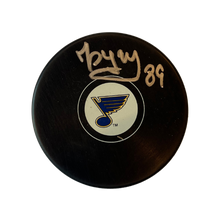Pavel Buchnevich St Louis Blues Autographed Logo Puck - JSA COA