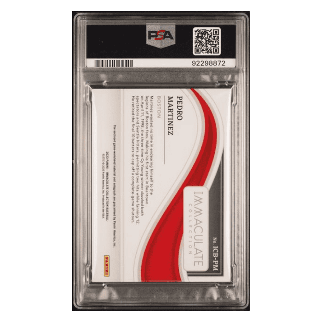 Pedro Martinez PSA 9 2023 Panini Immaculate Collection Clear Signature Materials Card #ICB-PM