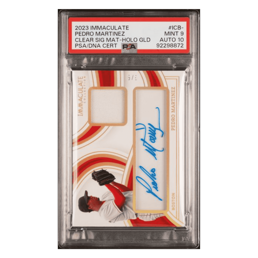 Pedro Martinez PSA 9 2023 Panini Immaculate Collection Clear Signature Materials Card #ICB-PM
