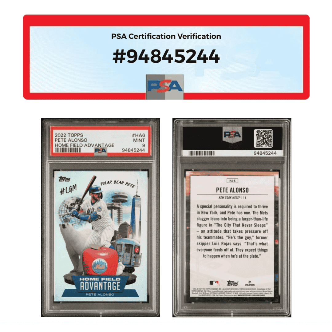 Pete Alonso PSA 9 2022 Topps Home Field Advantage Card #HA6