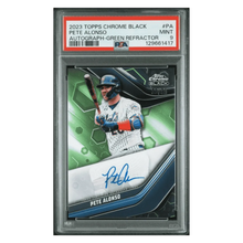 Pete Alonso PSA 9 2023 Topps Bowman Chrome Black Autograph Green Refractor #d/ 99 Card #PA