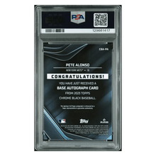 Pete Alonso PSA 9 2023 Topps Bowman Chrome Black Autograph Green Refractor #d/ 99 Card #PA
