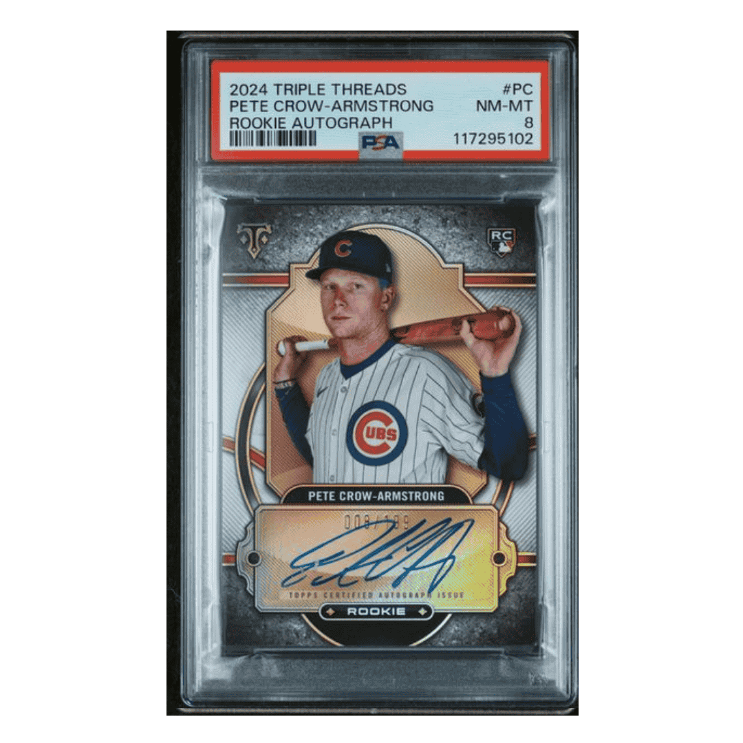 Pete Crow-Armstrong PSA 8 2024 Topps Triple Threads Autograph Rookie RC #d /199 Card #PC
