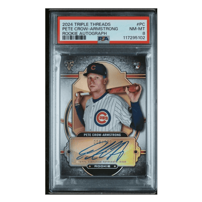 Pete Crow-Armstrong PSA 8 2024 Topps Triple Threads Autograph Rookie RC #d /199 Card #PC