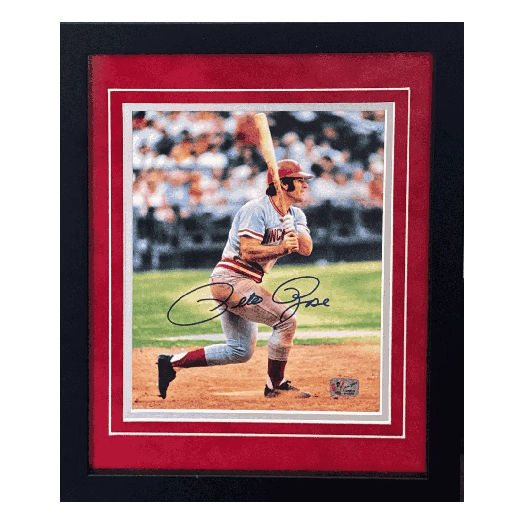 Pete Rose Cincinnati Reds Autographed Framed 8x10 - Pete Rose COA