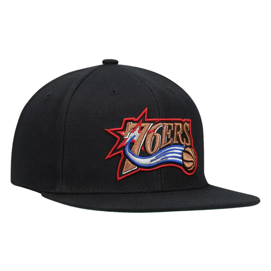 Philadelphia 76ers Mitchell and Ness Core HWC Black Snapback Hat