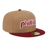 Philadelphia Phillies 8-Bit Wordmark New Era Khaki 59FIFTY Fitted Hat