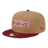 Philadelphia Phillies 8-Bit Wordmark New Era Khaki 59FIFTY Fitted Hat