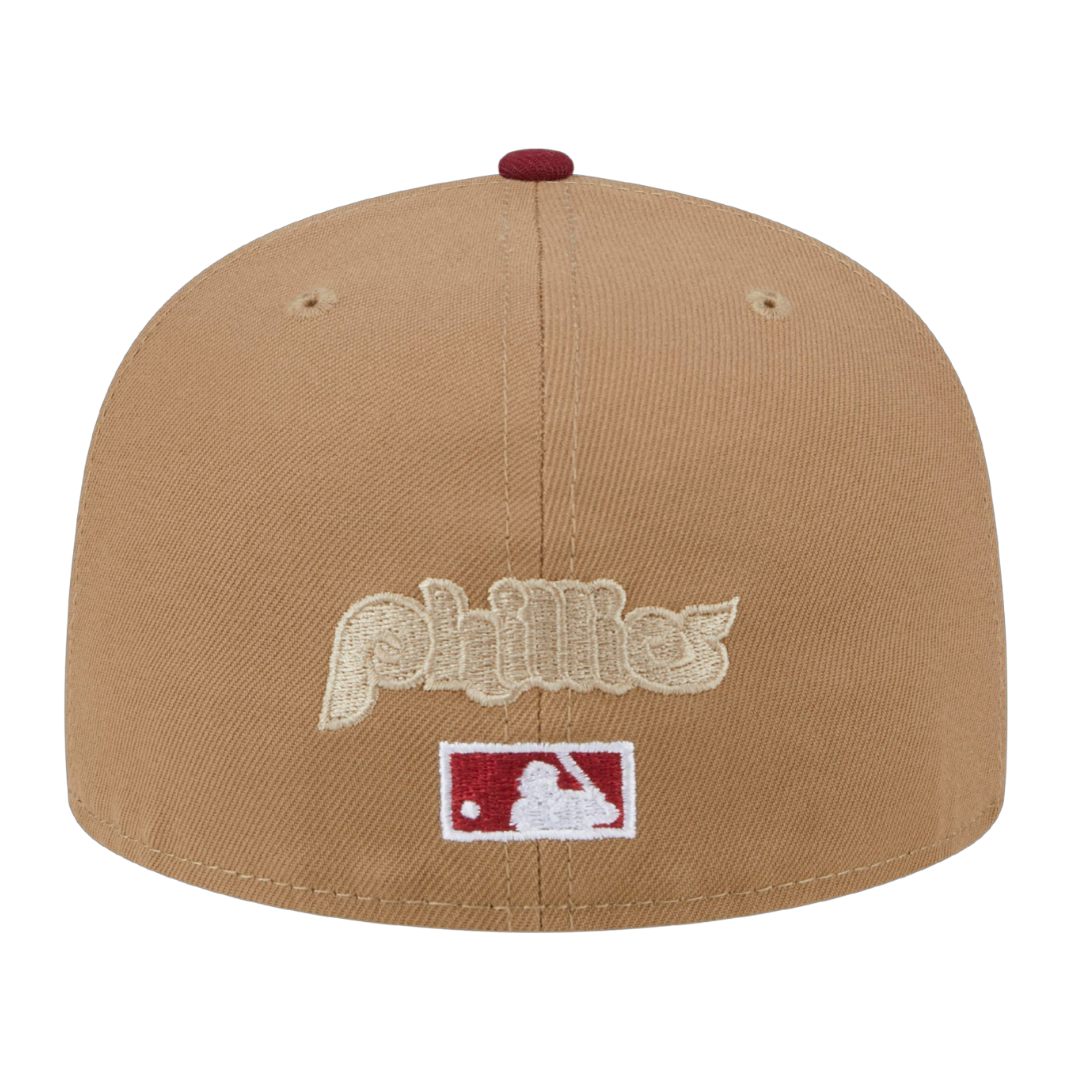 Philadelphia Phillies 8-Bit Wordmark New Era Khaki 59FIFTY Fitted Hat