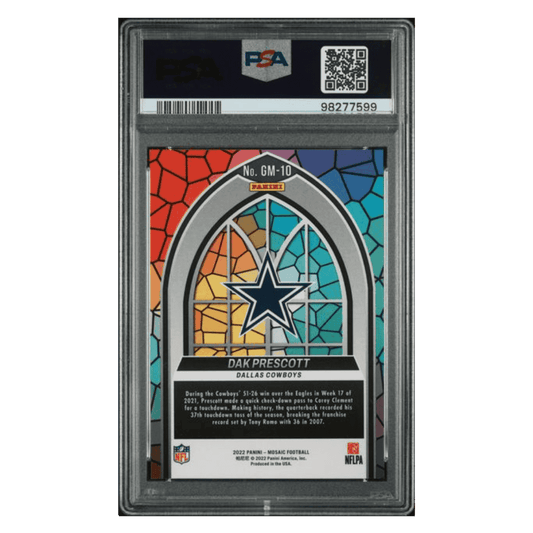 Dak Prescott PSA 10 2022 Panini Mosaic Glass Mosaic Case Hit Card #GM10