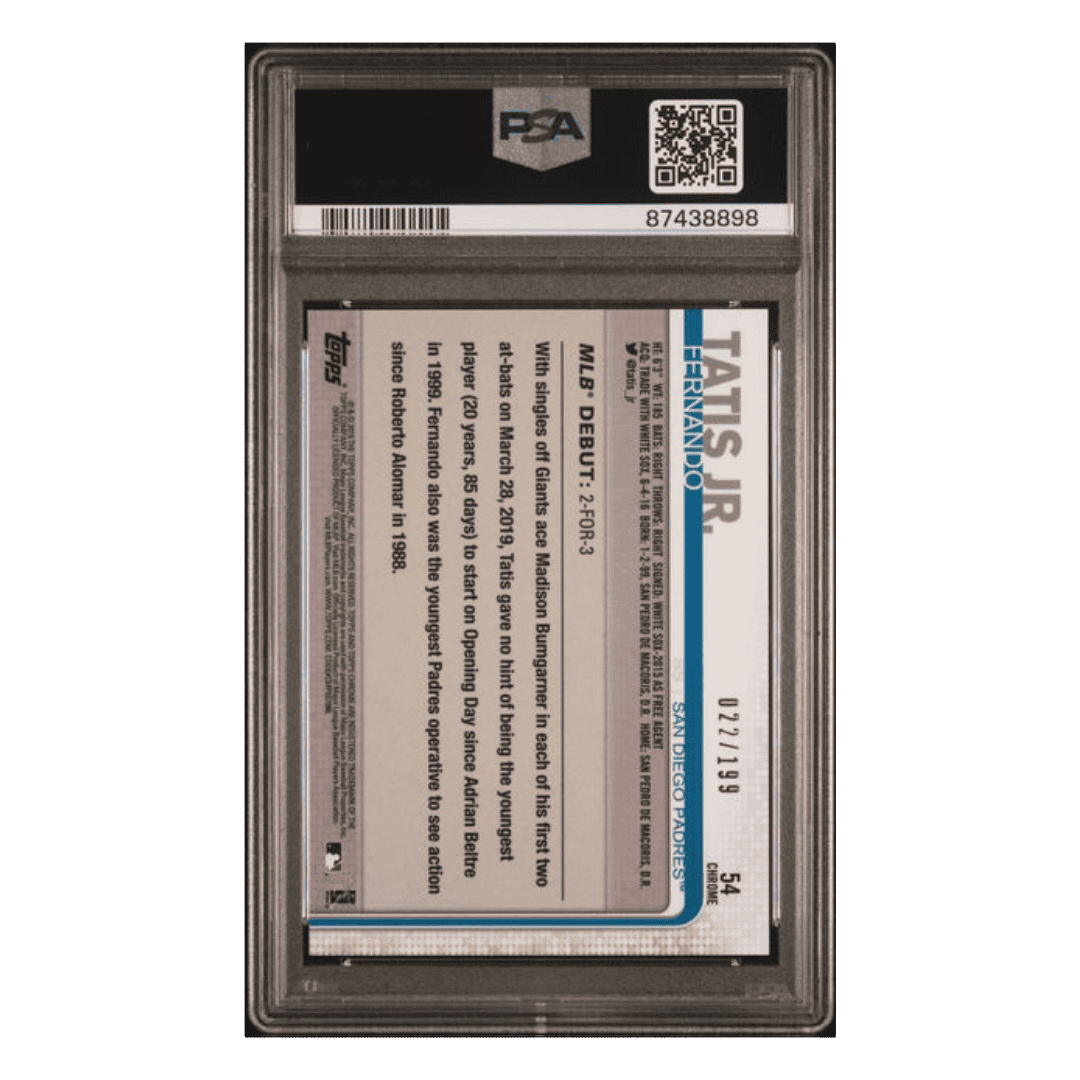 Fernando Tatis Jr PSA 10 2019 Topps Chrome Update X-Fractor #d/ 199 Card #54
