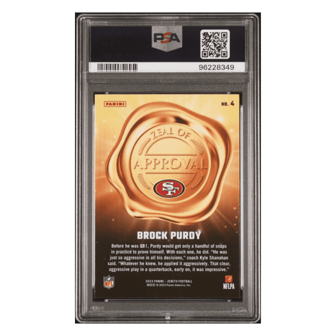 Brock Purdy PSA 10 2023 Panini Zenith Zeal of Approval Red Card #4