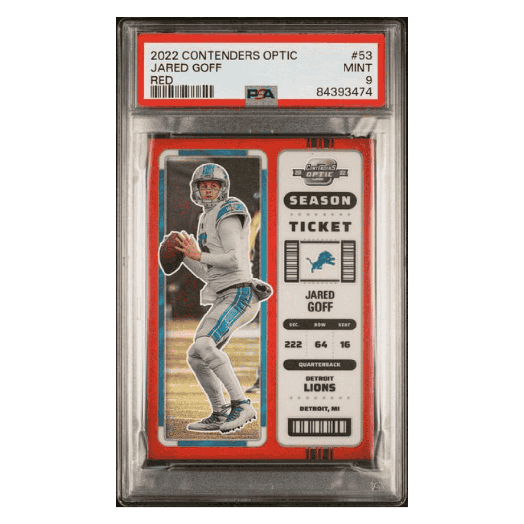 Jared Goff PSA 9 2022 Panini Contenders Optic Red #d/ 175 Card #53