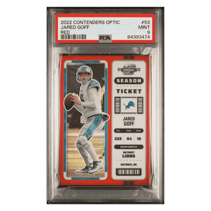 Jared Goff PSA 9 2022 Panini Contenders Optic Red #d/ 175 Card #53