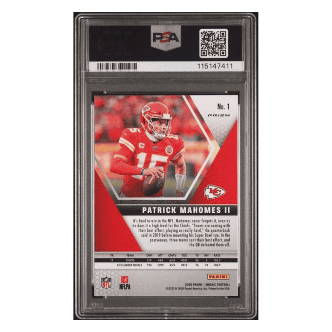 Patrick Mahomes PSA 9 2020 Panini Mosaic Genesis Case Hit Card #1