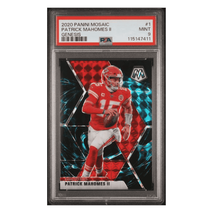 Patrick Mahomes PSA 9 2020 Panini Mosaic Genesis Case Hit Card #1
