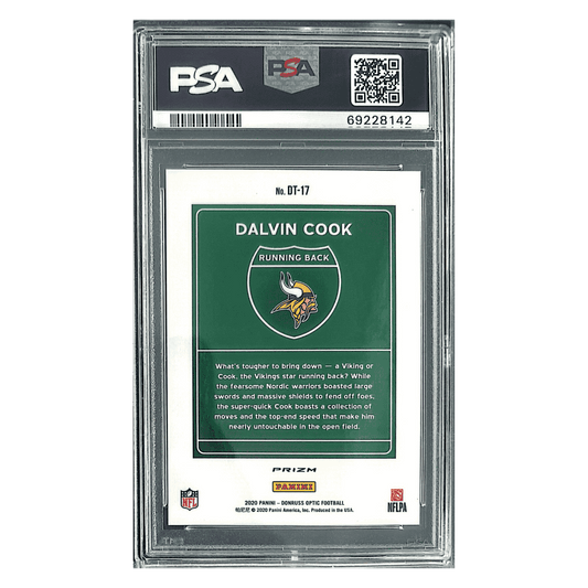 Dalvin Cook PSA 9 2020 Panini Donruss Optic Downtown Card #DT17