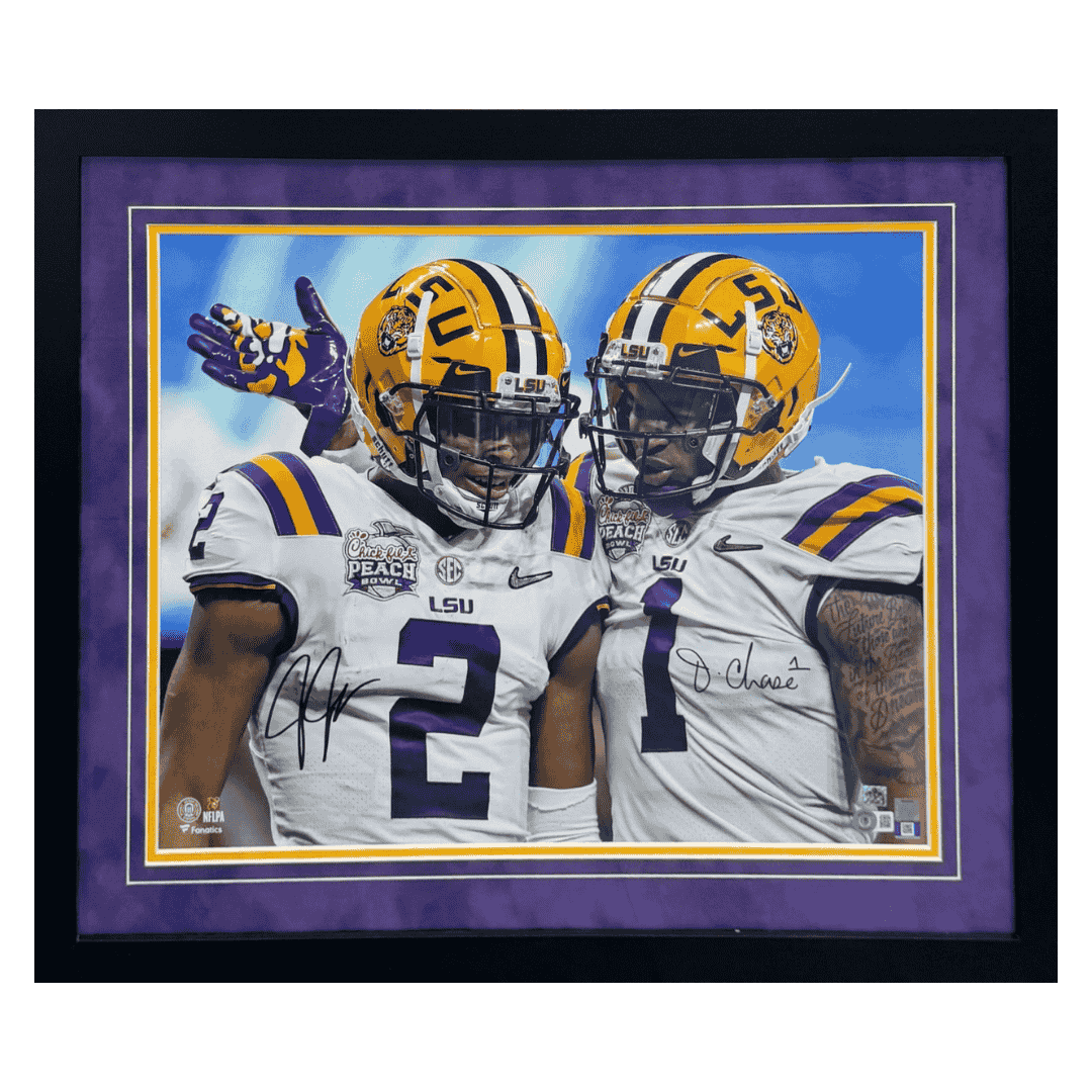 Ja'Marr Chase & Justin Jefferson LSU Tigers Autographed Framed 16x20 Photo - Beckett COA