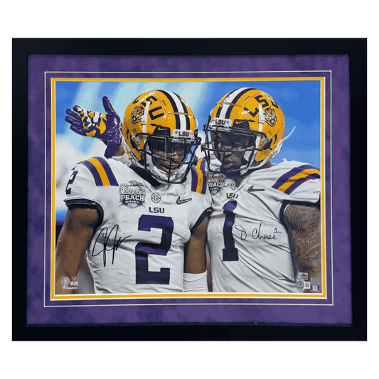Ja'Marr Chase & Justin Jefferson LSU Tigers Autographed Framed 16x20 Photo - Beckett COA